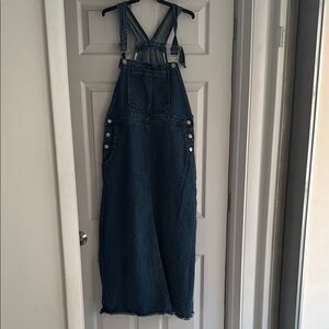 Denim Overall Dress with Button Details